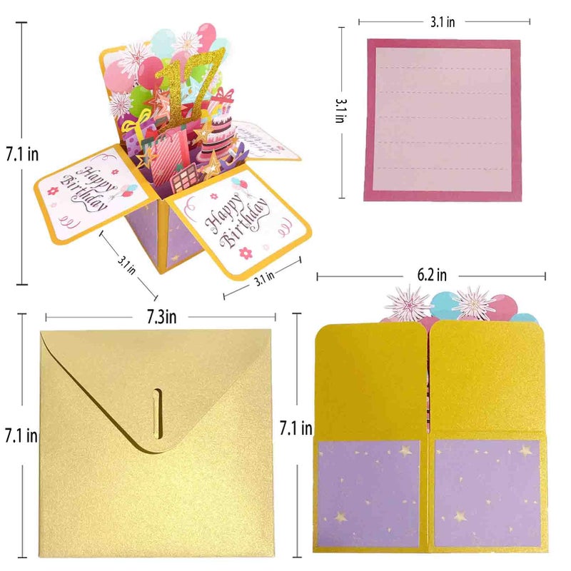 Asmallgf Happy 17Th Birthday Pop Up Card For Girls Boys  Funny 17 Year Old Bday 3D Greeting Card For Him Her  Best Seventeen Birthday Gift Idea For Daughter Son - Image 2