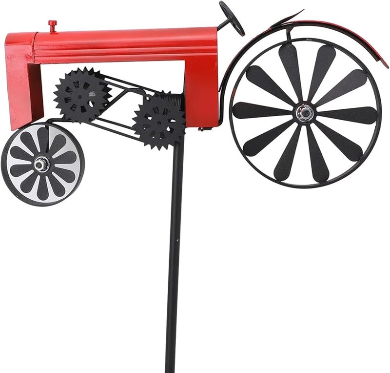 عصارة رياح جرار أحمر كلاسيكي زخرفة معدنية للحديقة مع وتد أرضي - Image 5