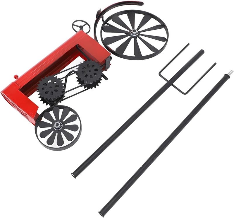 عصارة رياح جرار أحمر كلاسيكي زخرفة معدنية للحديقة مع وتد أرضي - Image 1