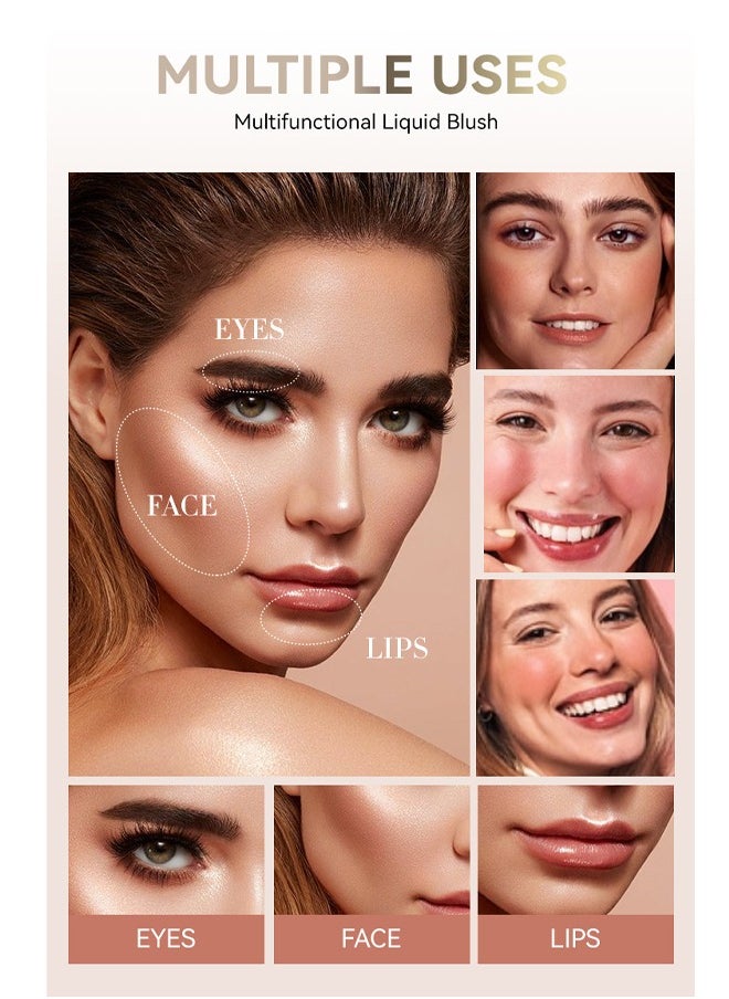 Julystar Velvet liquid blush,3 in 1 Cream Liquid, Blush&Lipstick&Eyeshadow, Moisturizing and Delicate Long Lasting Makeup Retention(02#Bliss)  - Image 3
