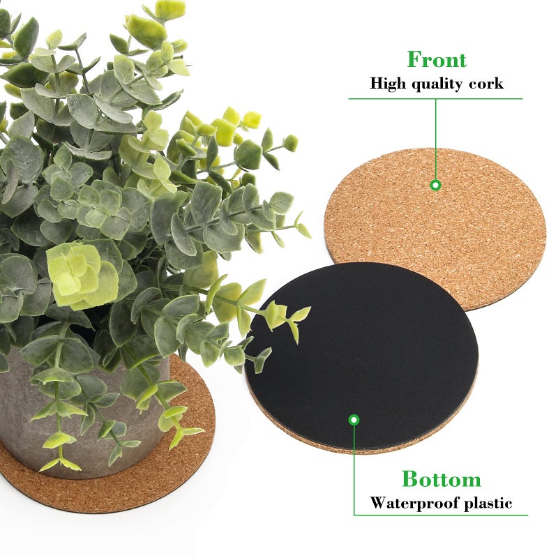 Coitak 6 Pieces Cork Mat for Plants  Round Cork Plant Coasters Mats for Garden  Courtyard  Pot Mat  Indoor Outdoor and DIY Craft Project (4 Inches) (4 Inch) - Image 3