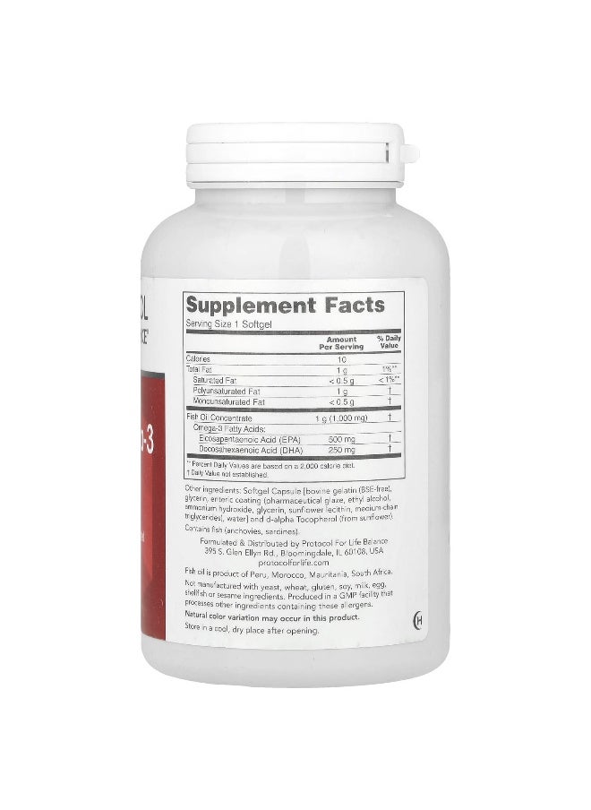 Protocol For Life Balance - Protocol for Life Balance, Molecularly Distilled Ultra Omega-3 Fish Oil, 1,000 mg, 180 Softgels - Image 1