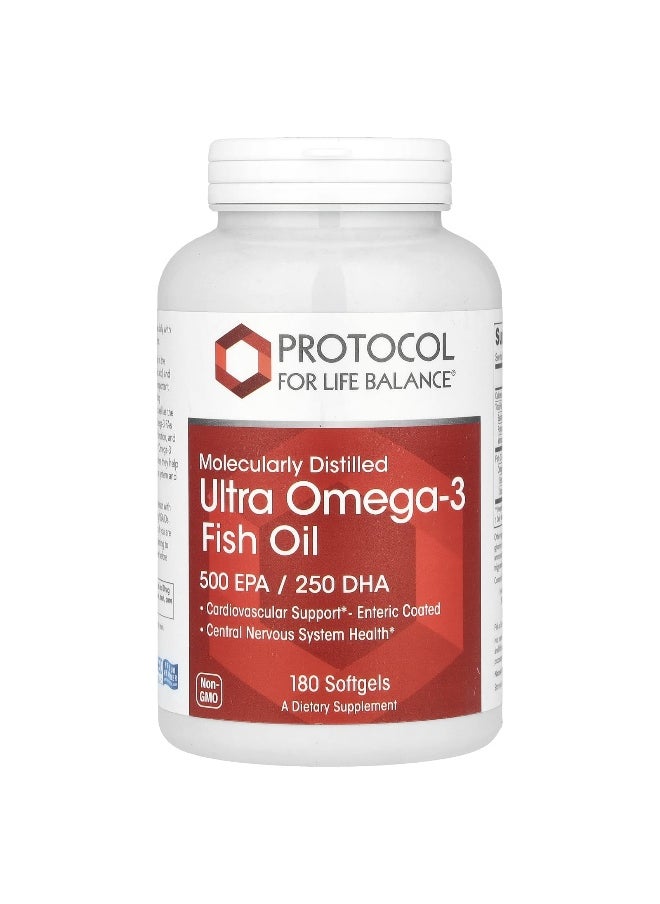 Protocol For Life Balance - Protocol for Life Balance, Molecularly Distilled Ultra Omega-3 Fish Oil, 1,000 mg, 180 Softgels - Image 1