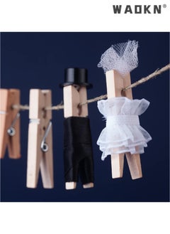 WAOKN Wooden Clothes Pegs - Comprehensive Set of 100 Large-Sized Pegs, Ideal for Crafting, Garment Drying & Versatile Outdoor Uses. Equipped with Durable Metal Springs, Showcasing a Natural Wood Finish. Convenient Pack of 100（ 1 x 1.4 x 7 cm）  - Image 4