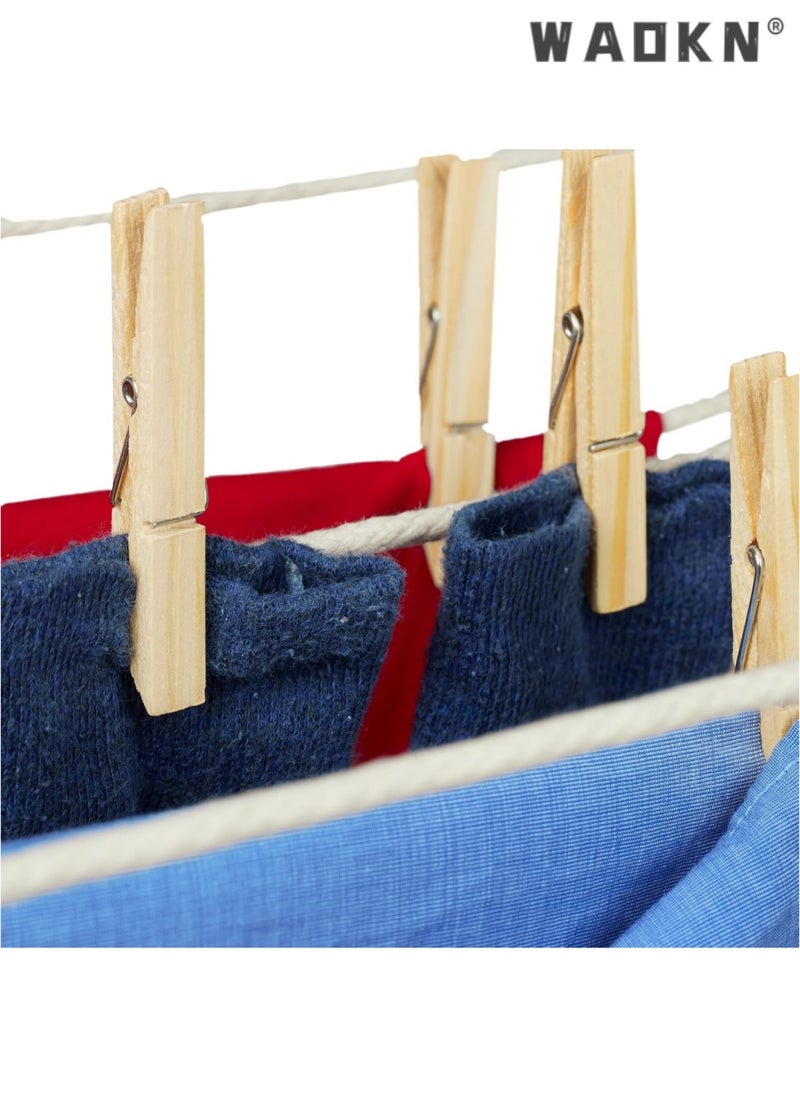 WAOKN - Wooden Clothes Pegs - Comprehensive Set of 100 Large-Sized Pegs, Ideal for Crafting, Garment Drying & Versatile Outdoor Uses. Equipped with Durable Metal Springs, Showcasing a Natural Wood Finish. Convenient Pack of 100（ 1 x 1.4 x 7 cm） - Image 1