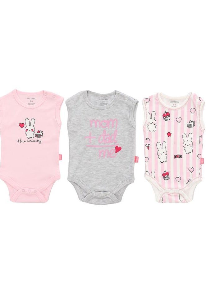 COTTONIL Baby Girls Cut Printed Onesies "With Snap Closure"  - Image 3