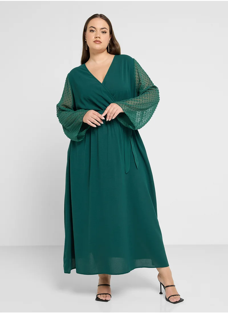 Ella Plus Sheer Sleeve Dress