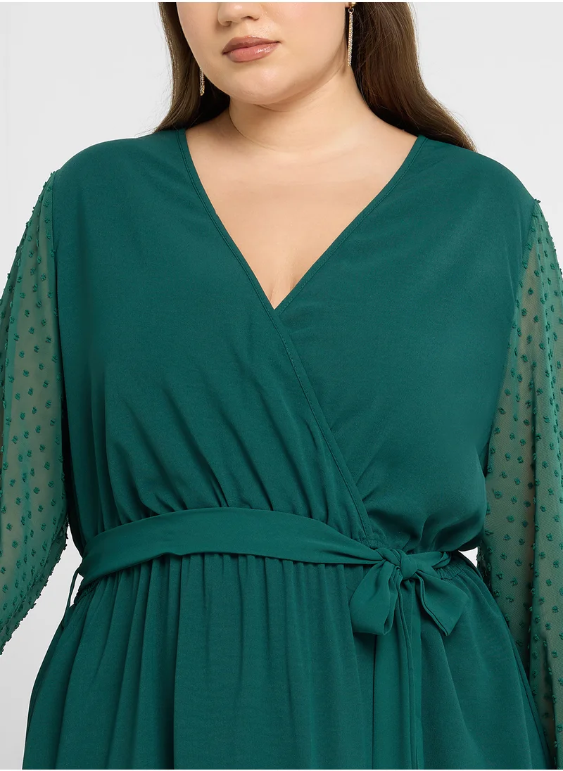 Ella Plus Sheer Sleeve Dress