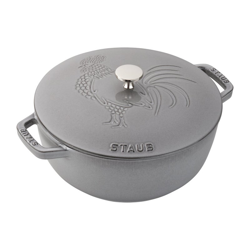 STAUB Staub Cast Iron 375qt Essential French Oven Rooster  Graphite Grey Made in France 