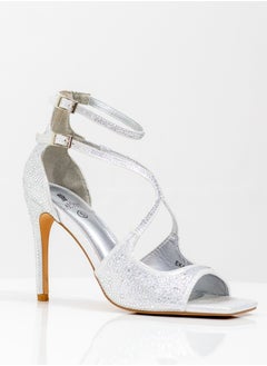 LAMARAPARIS Ekani studded asym bands 10cm heel sandal silver  - Image 1