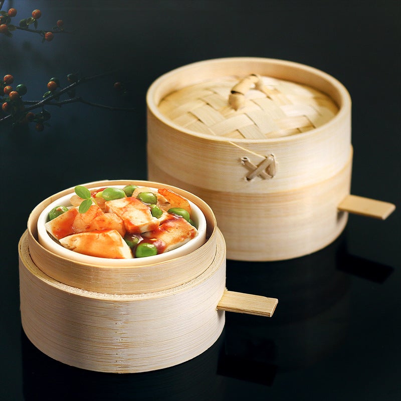 Round Cage Mini Small Steamer Abalone Cage Bamboo Small Steamer With Handle Small Steamer Commercial Dim Cage - Image 2