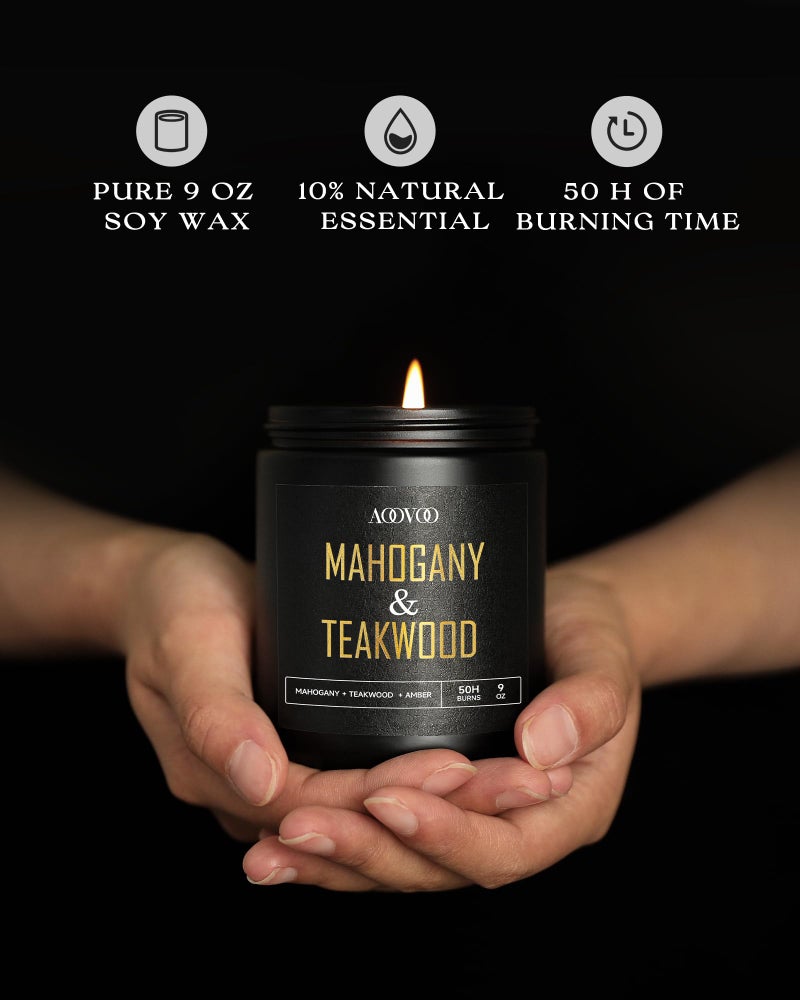 AOOVOO Scented Candles for Men - 4 Pack Candles for Home Scented, 36oz Soy Wax, 200 Hour Burn Time, Men Candle Set, Sandalwood Oud/Mahogany Teakwood/Smoke Vanilla/Jasmine Candle Set A - Image 3