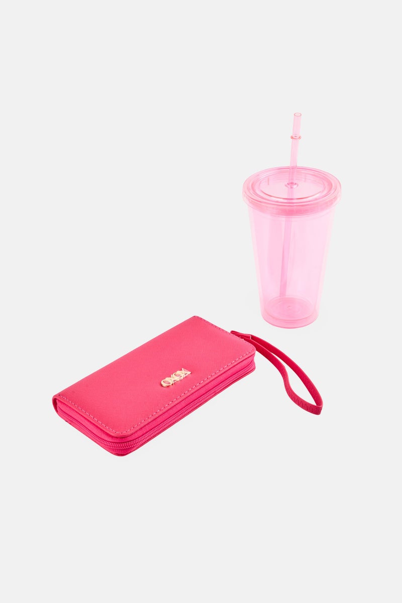 XOXO Women 3 Pieces  Brand Logo Travel Backpack Set, Pink - Image 3