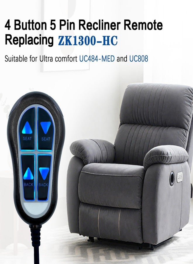 Kariwust 4 Button 5 Pin Remote Replacing ZK1300-HC Hand Control Switch Replacement with Backlight for Lift Chair Power Recliner - Image 2