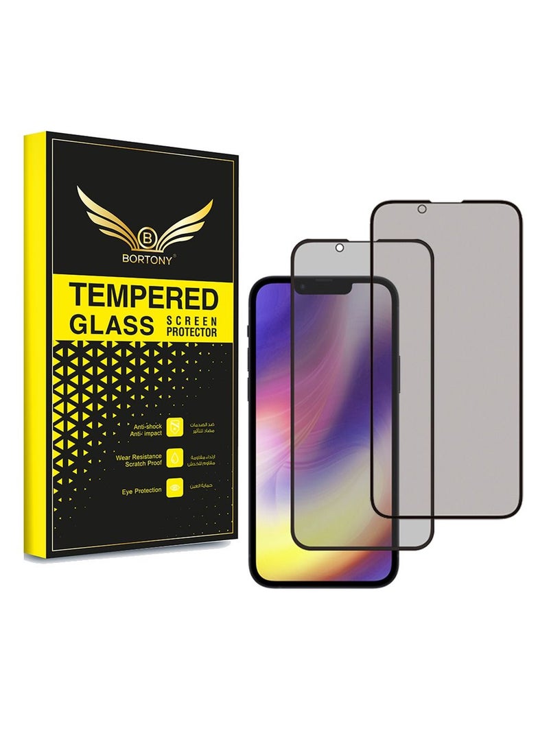 BORTONY 2 Pack Privacy Anti-Spy Tempered Glass Screen Protector For iPhone 13 Pro Max 6.7 Inch Black - Image 1