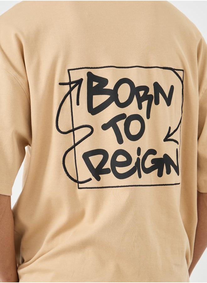 Styli Styli Slogan Print Boxy Fit Round Neck T-Shirt  - Image 4