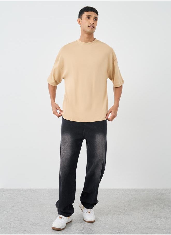 Styli Styli Slogan Print Boxy Fit Round Neck T-Shirt  - Image 2