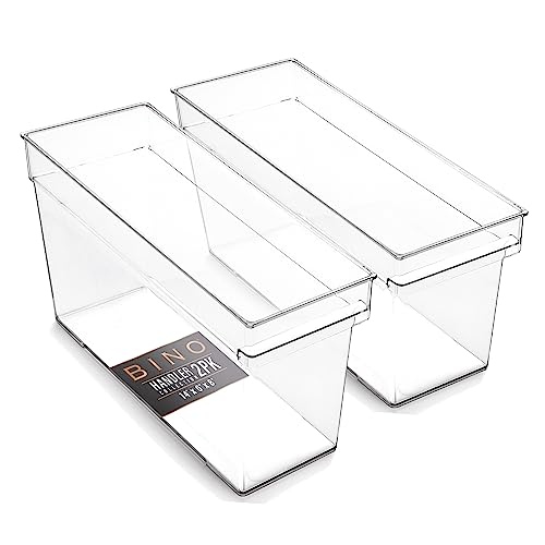 BINO | Plastic Storage Bins, Medium - Deep | THE HANDLER COLLECTION | Multipurpose Organizer Bins | Kitchen Pantry Organizers and Storage | Clear Containers for Organizing Home | Freezer Organizer - Image 1