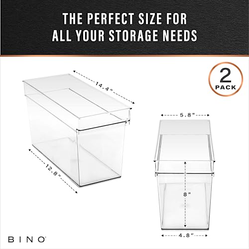 BINO | Plastic Storage Bins, Medium - Deep | THE HANDLER COLLECTION | Multipurpose Organizer Bins | Kitchen Pantry Organizers and Storage | Clear Containers for Organizing Home | Freezer Organizer - Image 3