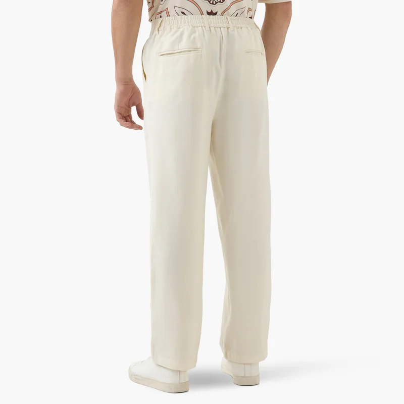 Iconic Iconic Regular Fit Trousers with Button Closure and Pockets