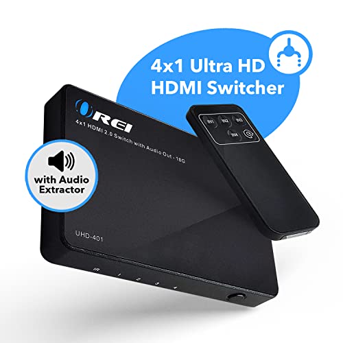 OREI Ultra HD HDMI 4 x 1 Switcher with ARC Out 18G Audio Extractor IR Remote - Supports Upto 4K 60Hz - (4 Input, 1 Output) Switch, Hub, Port for Cable, HD TV, Laptop, MacBook More - Image 4