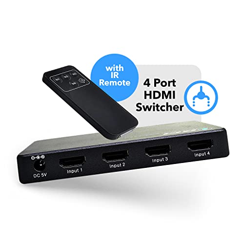 OREI Ultra HD HDMI 4 x 1 Switcher with ARC Out 18G Audio Extractor IR Remote - Supports Upto 4K 60Hz - (4 Input, 1 Output) Switch, Hub, Port for Cable, HD TV, Laptop, MacBook More - Image 2