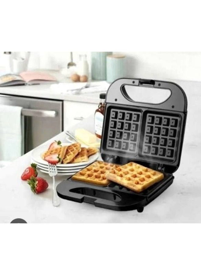 Original 2-in-1 Waffle Maker  It’s a sandwich maker that lets you create delicious sandwiches with a unique, innovative twist and distinctive flavor. It also functions as a grill—perfect for shawarma, fajitas, and a wide variety of other dishes—offering a healthier way to cook.  Features a non-stick coating, heat-resistant plastic body, easy-to-clean design, and a power indicator light.  800 Watts - Image 2