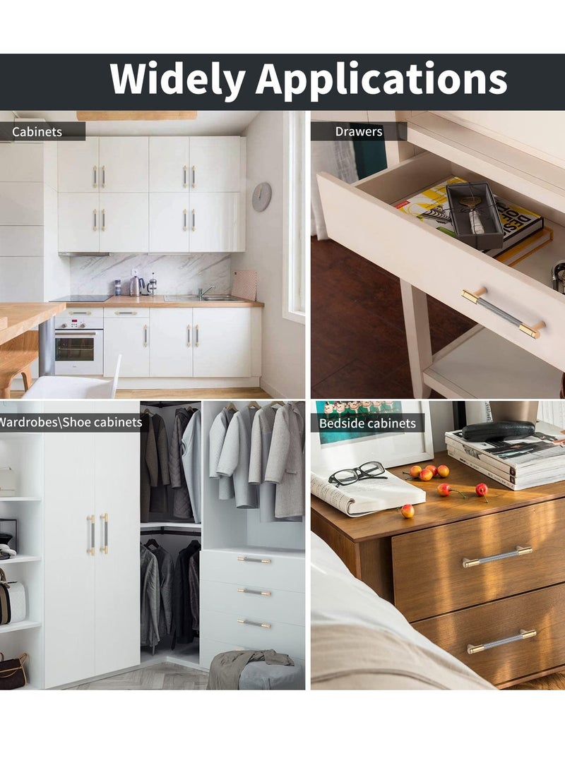 2 Pack Gold Aluminum Round Cabinet Handles with Diamond Pattern, 5 Hole Centers, Ideal for Kitchen and Bedroom Closets, Stylish Drawer Pulls for Modern Decor. - Image 2