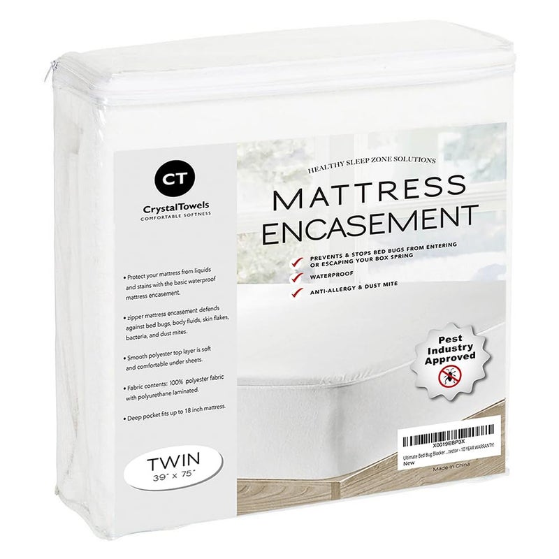 CrystalTowels Ultimate Zippered Waterproof Mattress Encasement Protector  10 Year Warranty