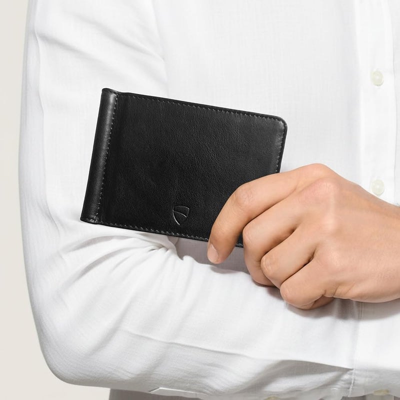 فاولتسكين محفظة جلدية نحيفة من ماركة Vaultskin BROMPTON مزودة بمشبك للنقود وخاصية RFID للرجال (سوداء) - Image 5