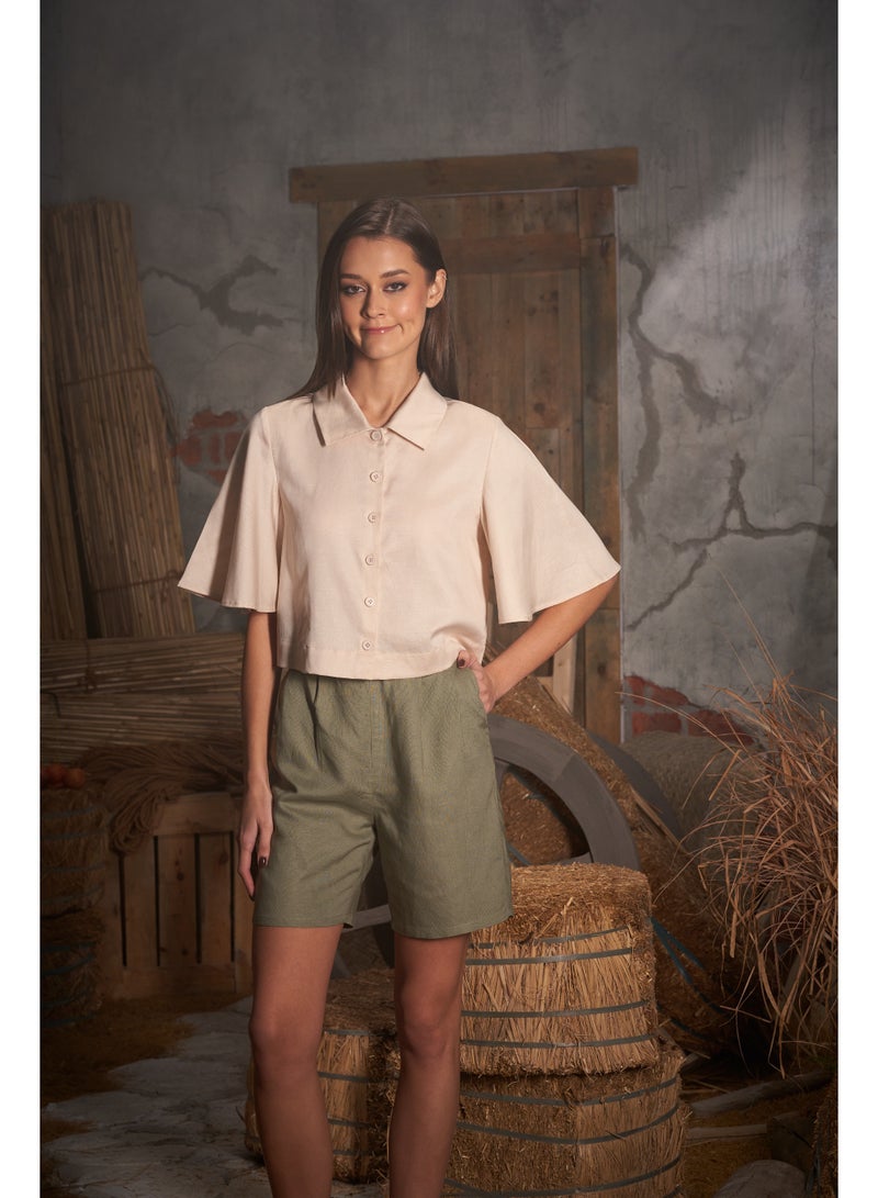 Ashita Fernandes Ashita Fernandes Ambar Linen Shorts for women – Mid-Thigh, Tailored Relaxed Fit, Premium Breathable Fabric, Summer Casual & Resort Wear  - Image 4