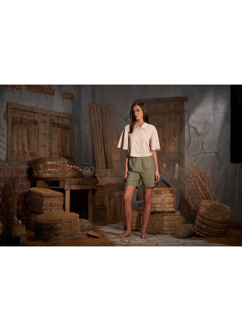Ashita Fernandes Ashita Fernandes Ambar Linen Shorts for women – Mid-Thigh, Tailored Relaxed Fit, Premium Breathable Fabric, Summer Casual & Resort Wear  - Image 2