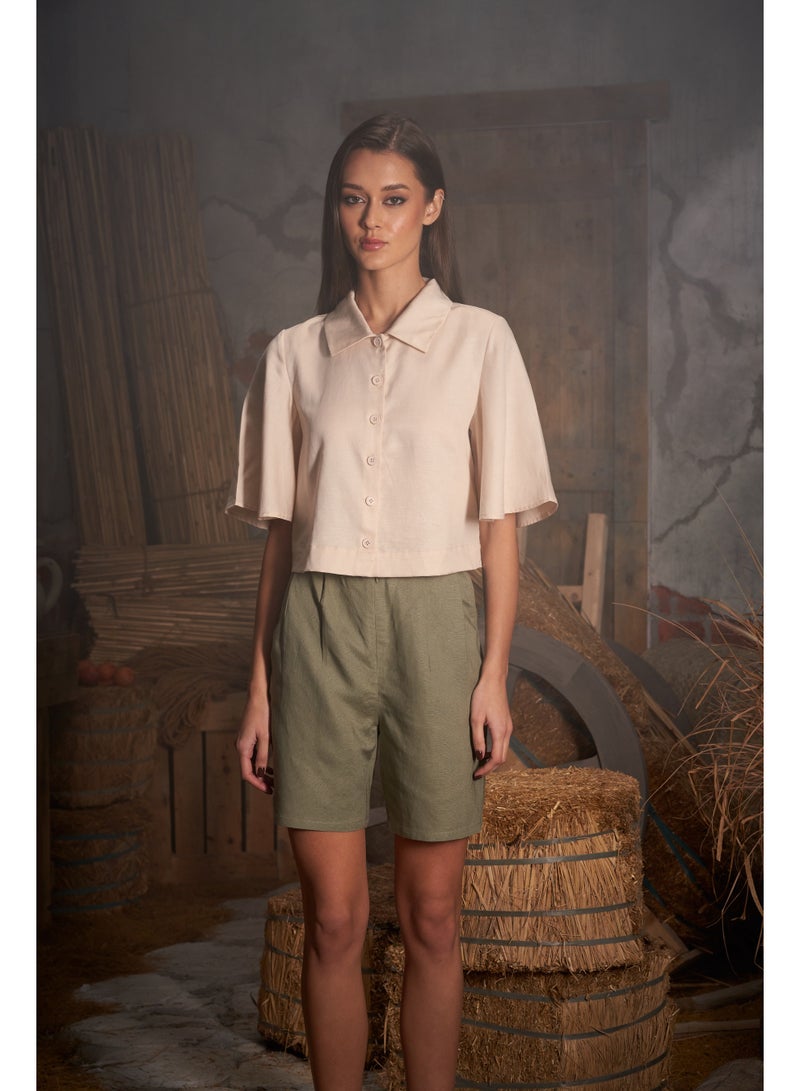 Ashita Fernandes Ashita Fernandes Ambar Linen Shorts for women – Mid-Thigh, Tailored Relaxed Fit, Premium Breathable Fabric, Summer Casual & Resort Wear  - Image 3