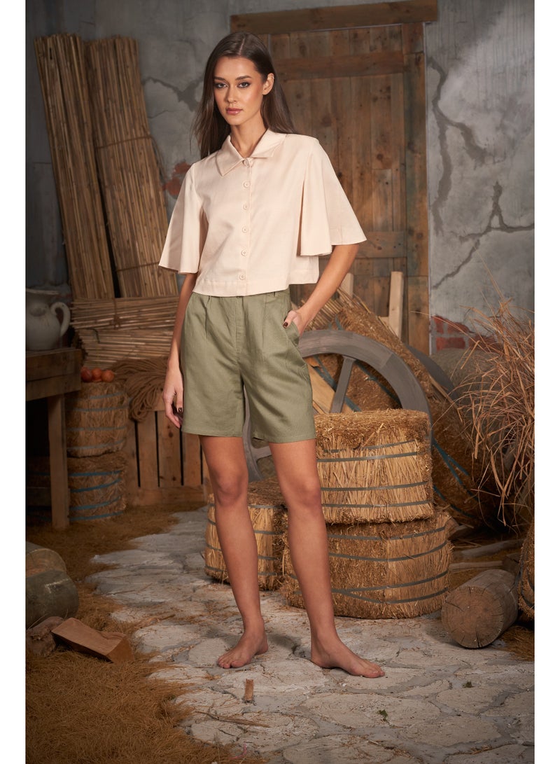 Ashita Fernandes Ashita Fernandes Ambar Linen Shorts for women – Mid-Thigh, Tailored Relaxed Fit, Premium Breathable Fabric, Summer Casual & Resort Wear  - Image 5
