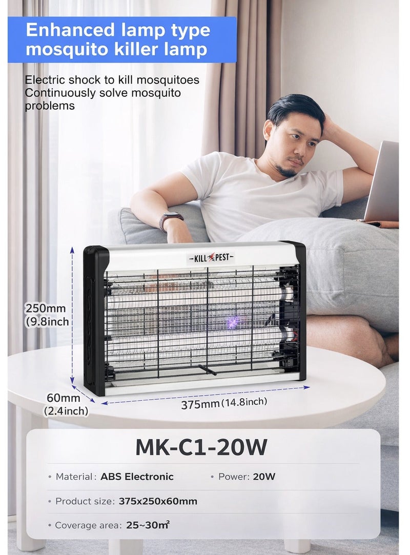 ARNOTEC 20W Electric Mosquito Killer Lamp, Dual UV Tube Bug Zapper, High-Voltage Grid, Chemical-Free Insect Killer for Indoor & Outdoor Areas, Home & Commercial Use - Image 3
