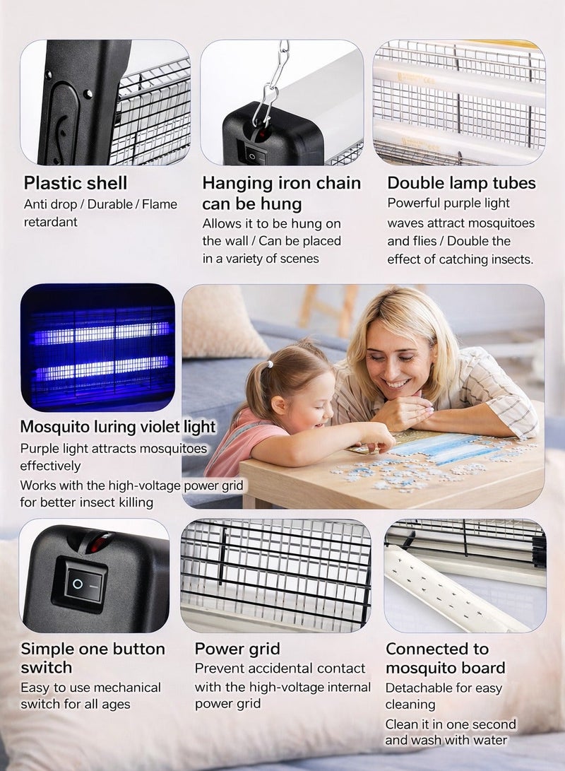 ARNOTEC 20W Electric Mosquito Killer Lamp, Dual UV Tube Bug Zapper, High-Voltage Grid, Chemical-Free Insect Killer for Indoor & Outdoor Areas, Home & Commercial Use - Image 4