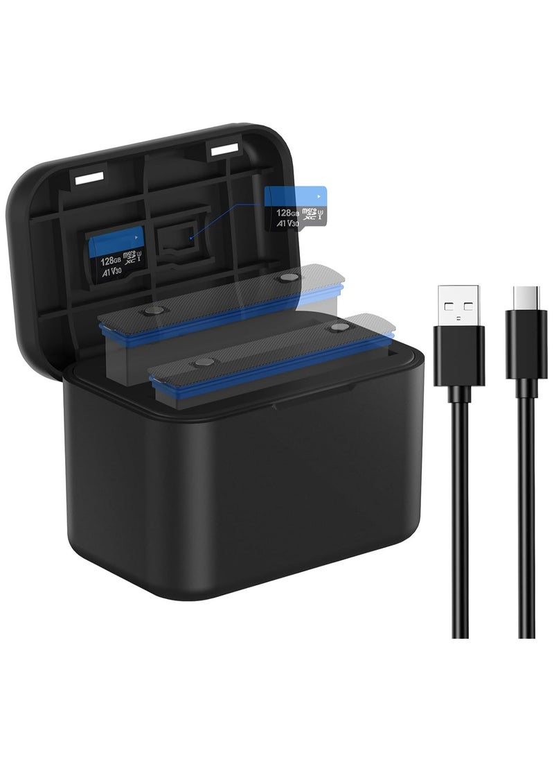 SYOSI Fast Battery Charger Hub for Insta360 X4 Battery, Quick Portable 2 Channel Battery Charger Storager Station with USB Power Cord & Misro SD Card Slots, Battery Charger Hub Compatible with Insta360 X4  - Image 1
