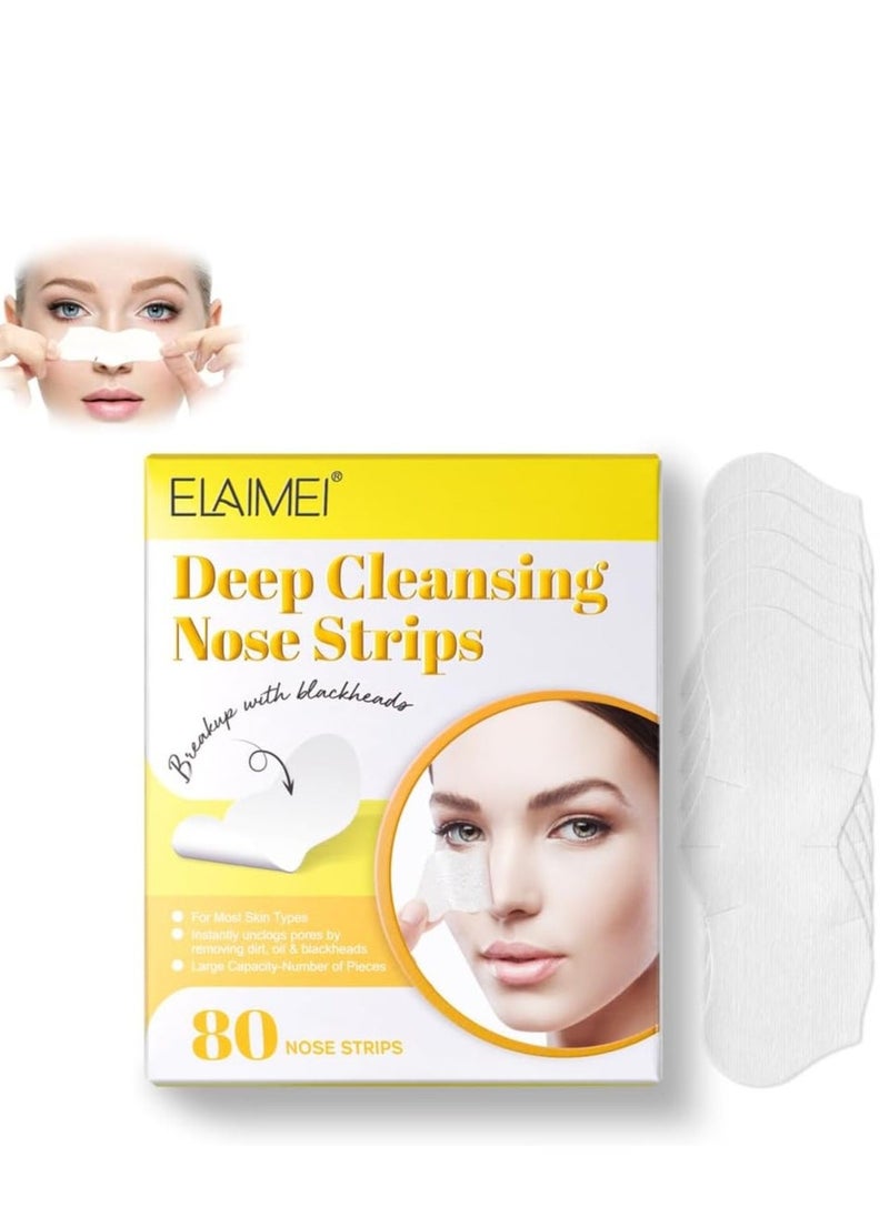Elaimei Pore Strip Blackhead Remover, 80Pcs Nose Pore Strips for Deep Cleansing, Charcoal Blackhead Removal for All Skin Types  - Image 1
