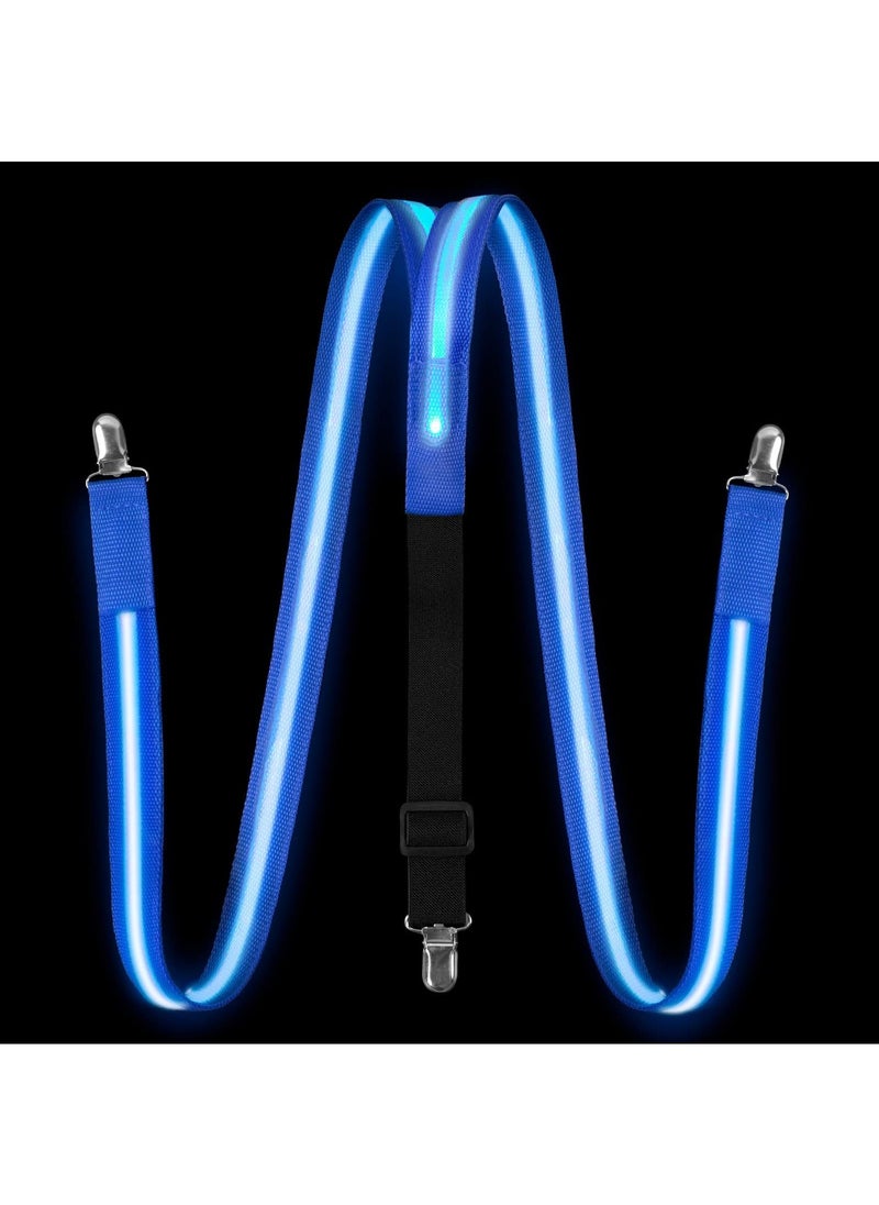 Y&D - Men's Led Suspenders, Light Up Suspenders 3 Flash Modes LED Glow Adjustable Illuminated Bow Ties with Zipper, Costume Accessory for Parties, Bars, Halloween, School, blue - Image 1