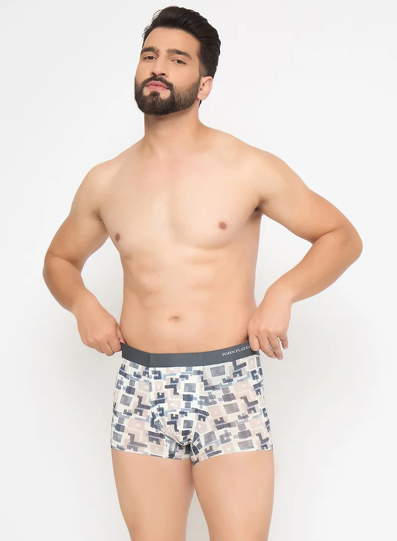 جون بلاير John Players Pack of 2 Bonded Printed Trunks in Modal - Free Socks Included
