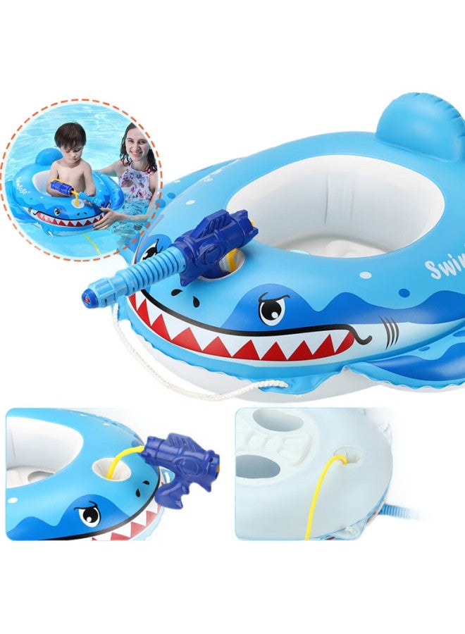 SwimBoBo Baby Swim Ring Cartoon Water Play Children With Water Gun Baby Boat Swimming Ring K2006S Shark Style - Image 1