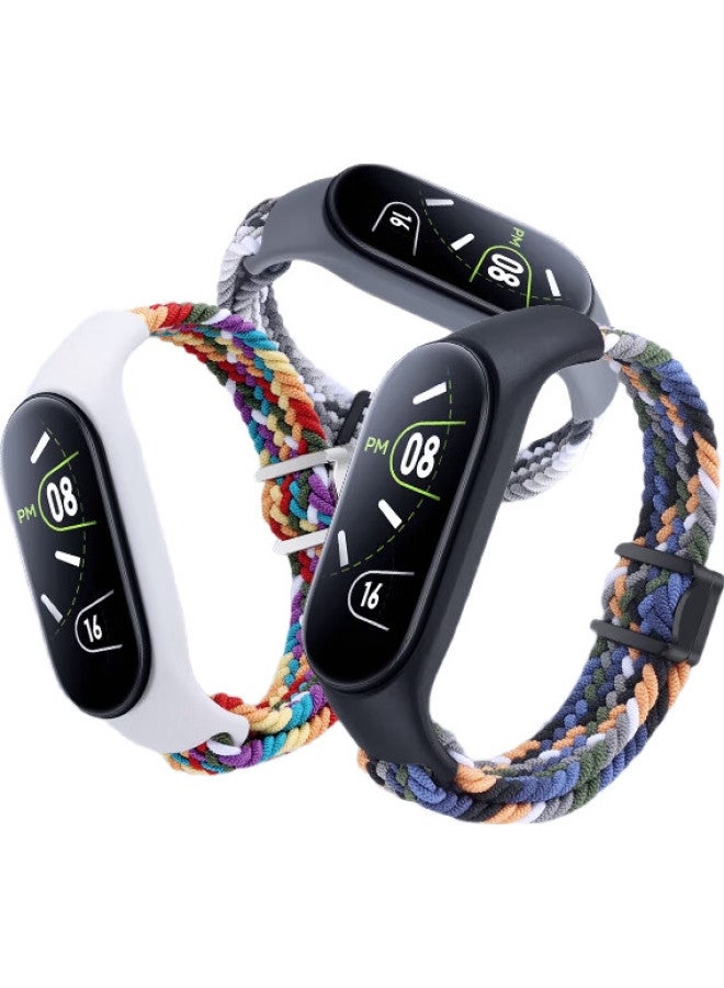 Bkayp Compatible With Xiaomi Band 9/8/Nfc Version Strap, Braided Nylon Magnetic Back, Sports Magnetic Metal Case, Breathable, Suitable For Men And Women, Compatible With Xiaomi Band 8/9 [Dazzling Black] - Image 1