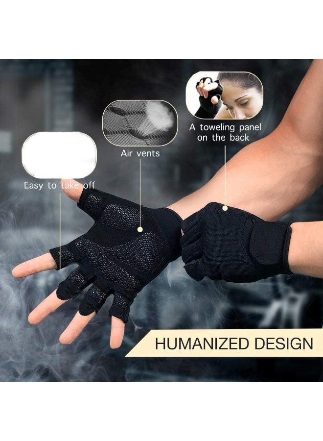 قفازات رياضية مريحة مقاومة للانزلاق ومقاومة للتآكل وقفازات رياضية قابلة للتنفس وقفازات رفع الأثقال, أسود - Image 2