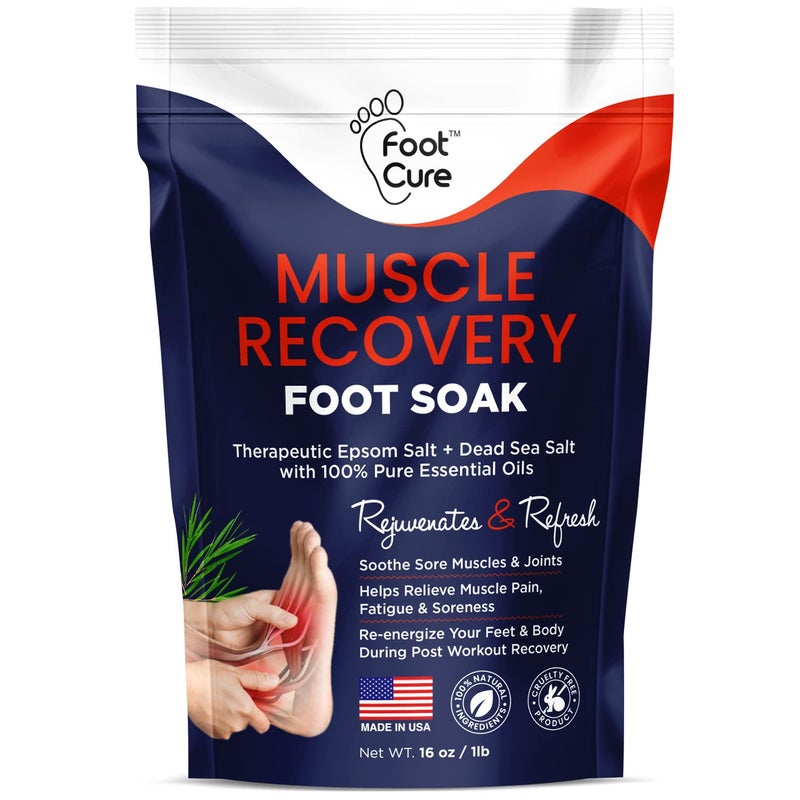 Foot Cure علاج القدم - نقع القدم مع أملاح إبسوم - مزيج طبيعي بالكامل للعناية بالقدمين للاسترخاء - يلين الكالو ويجدد القدمين - رائحة منعشة، باديكير سبا - 16 أونصة (عبوة من 1) - Image 1