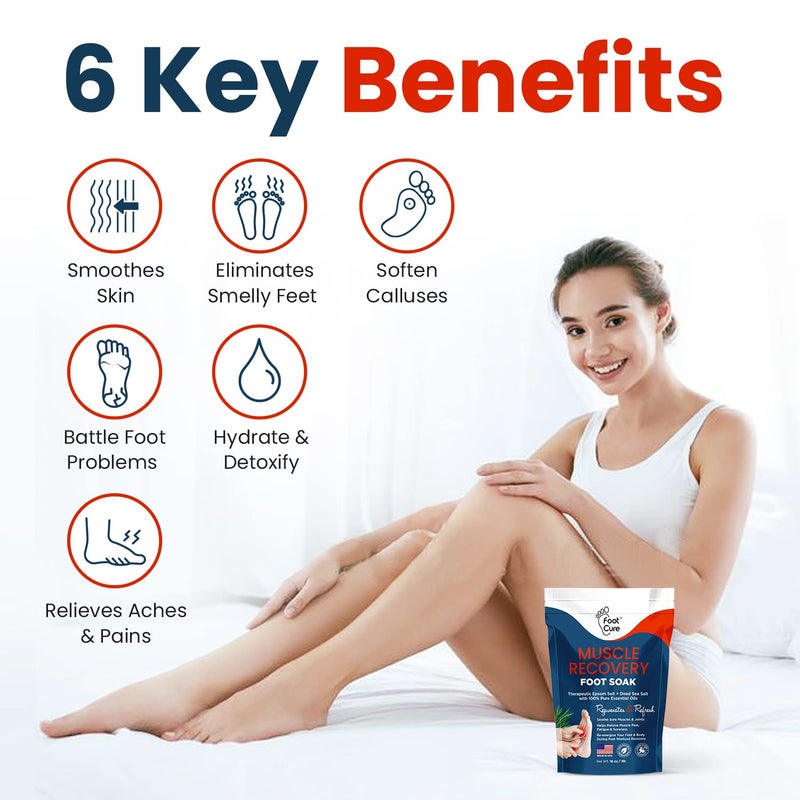 Foot Cure علاج القدم - نقع القدم مع أملاح إبسوم - مزيج طبيعي بالكامل للعناية بالقدمين للاسترخاء - يلين الكالو ويجدد القدمين - رائحة منعشة، باديكير سبا - 16 أونصة (عبوة من 1) - Image 3