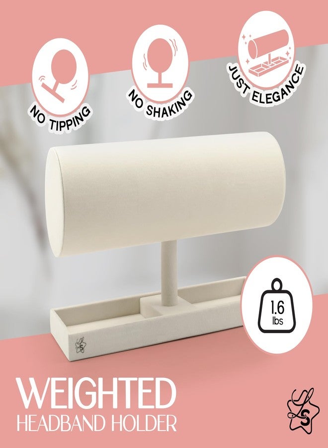 LS Lulu & Summer Headband Holder Organizer - Storage Stand Display Rack for Headbands, Hairband, Disney Ear, Tiara and Hair Accessories in Women and Girls Room (Cream/Off White) - Image 4