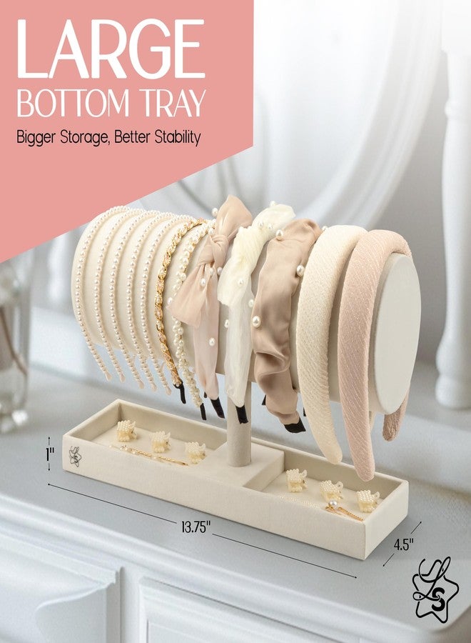 LS Lulu & Summer Headband Holder Organizer - Storage Stand Display Rack for Headbands, Hairband, Disney Ear, Tiara and Hair Accessories in Women and Girls Room (Cream/Off White) - Image 2