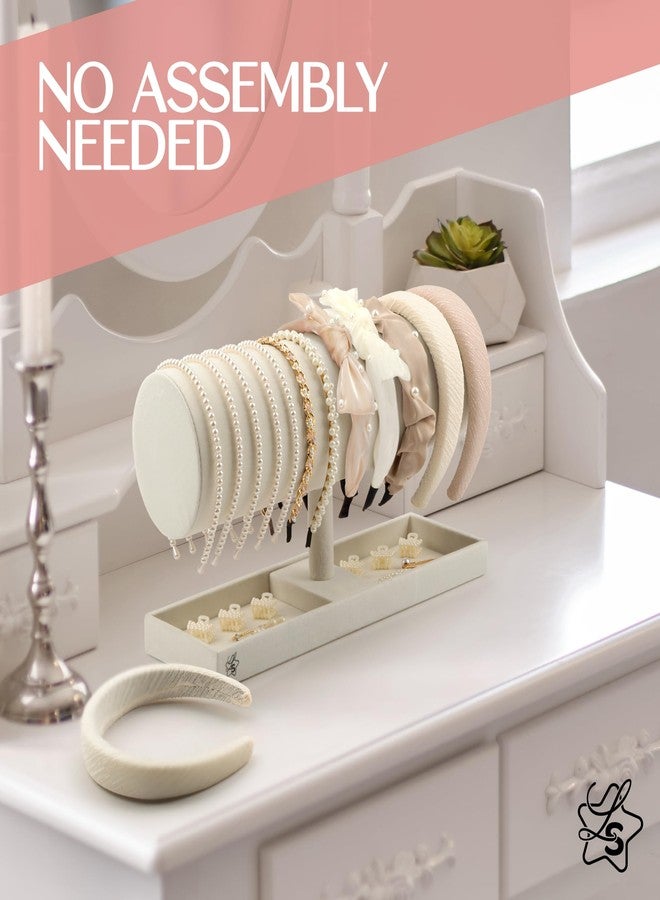 LS Lulu & Summer Headband Holder Organizer - Storage Stand Display Rack for Headbands, Hairband, Disney Ear, Tiara and Hair Accessories in Women and Girls Room (Cream/Off White) - Image 3