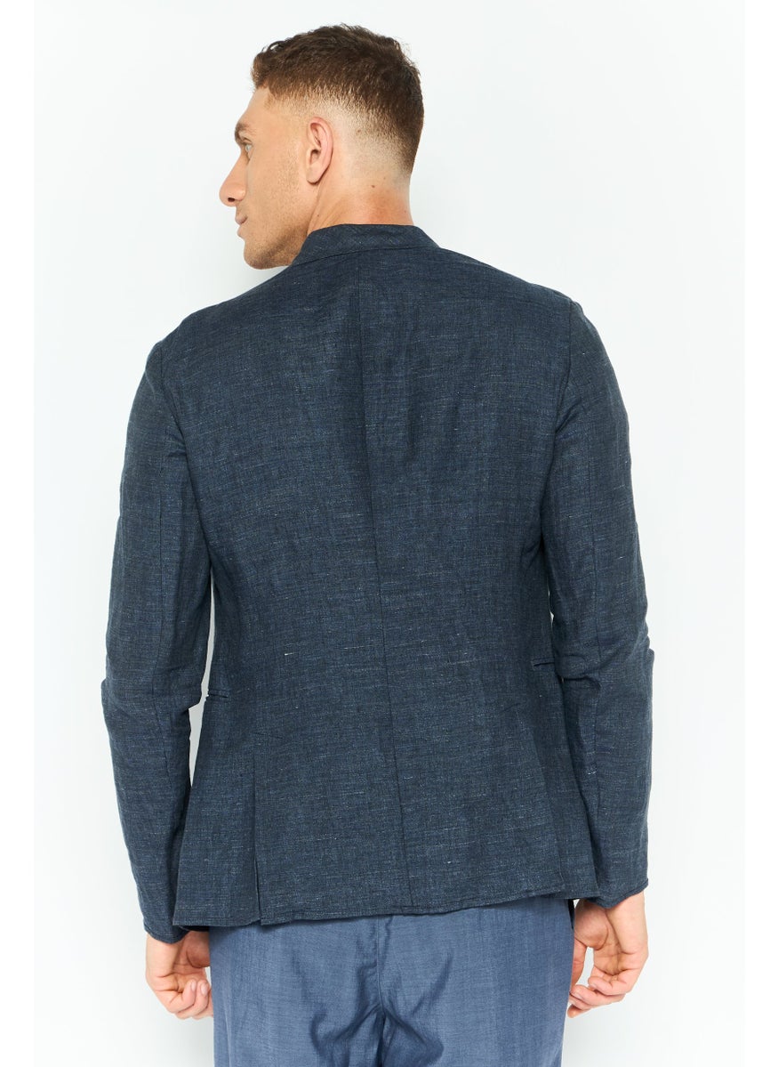 EMPORIO ARMANI Men Regular Fit Heather Formal Blazer, Dark Grey  - Image 2