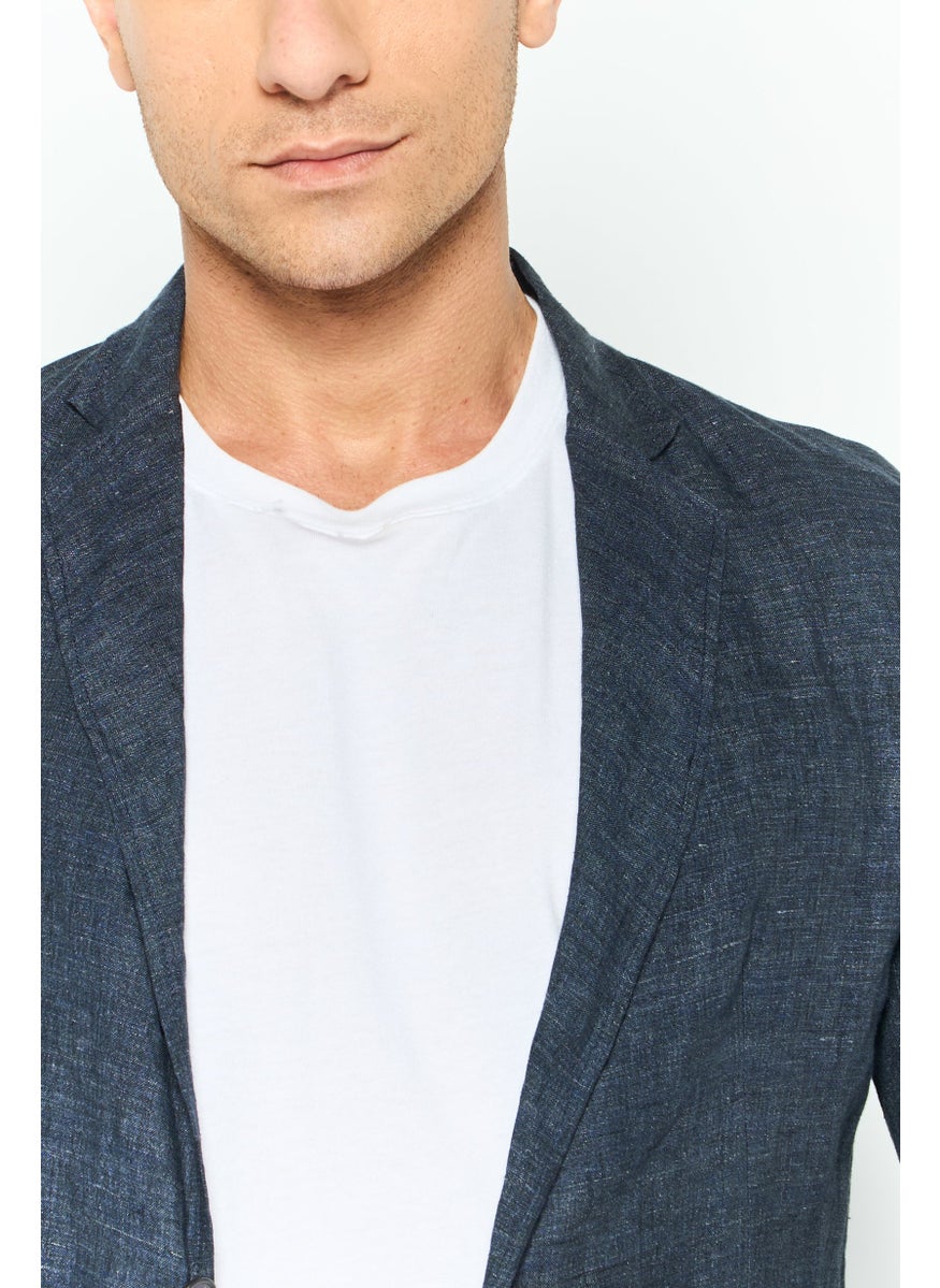 EMPORIO ARMANI Men Regular Fit Heather Formal Blazer, Dark Grey  - Image 3